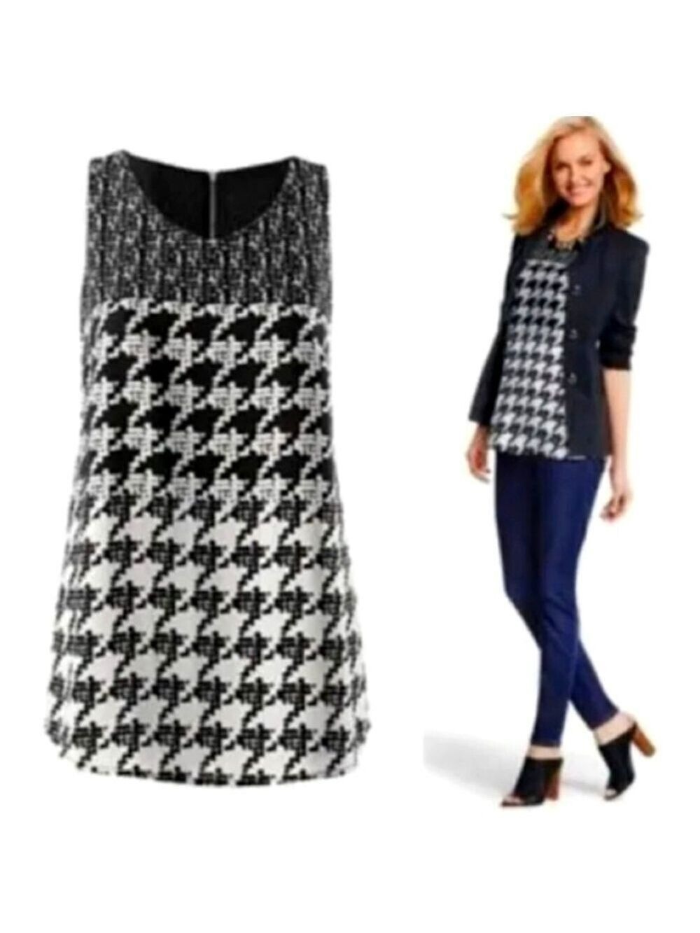 Cabi 3090 Houndstooth broken check sleeveless top medium